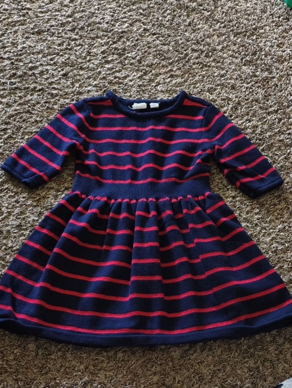 GAP Navy and Red Striped Knit Play Dress